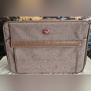 Vintage Diane Von Furstenberg Brown Tan Tweed Travel Bag Suitcase, Strap, DVF